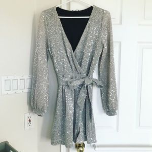 Dynamite Wrap Sequin Dress